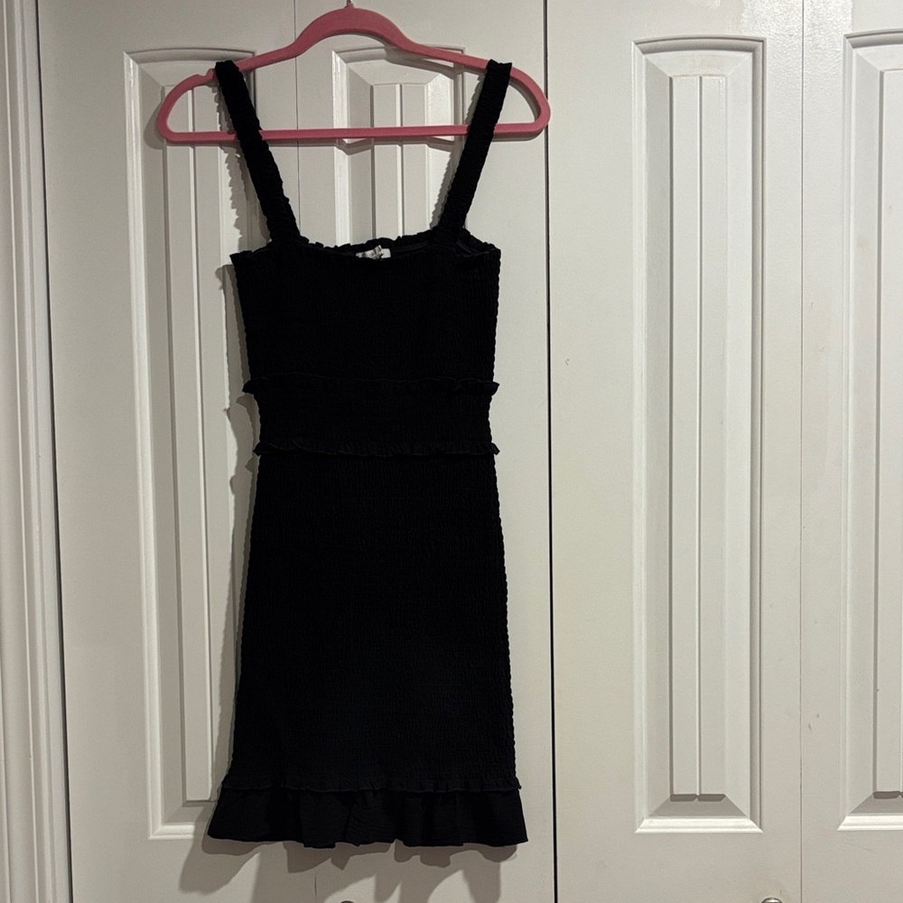 Love Tree Black Smocked Ruffle Top